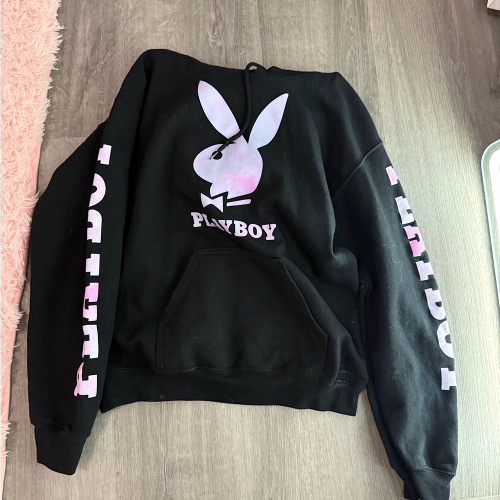 PLAYBOY Black Hoodie with White Logo